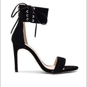 Black lace up ankle heels